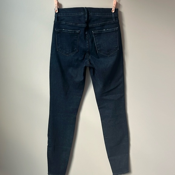 Frame Denim Ali High Rise Skinny Jeans in Lauretta Triange Hem Dark Wash Size 25 - Picture 4 of 5